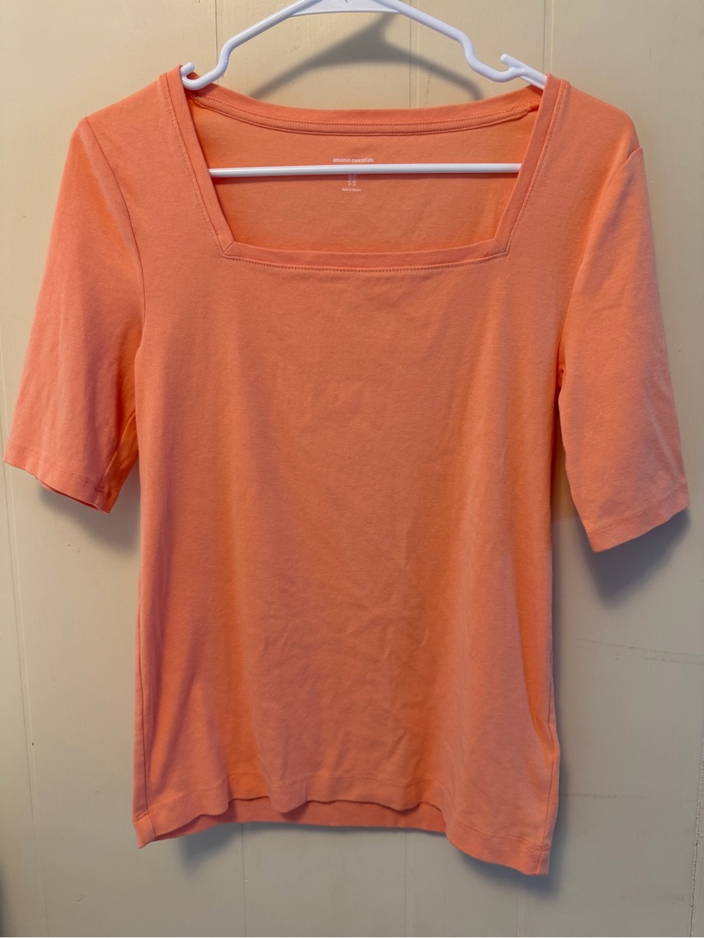 Amazon Essentials Peach Square Neck Short Sleeve Top